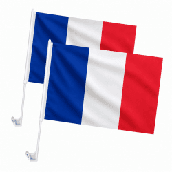 2 Stück Frankreich Autofahnen 45x30cm - Autoflagge mit 43cm Fahnenmast - Wetterfeste Fensterfahne Tricolore für Weltmeisterschaft EM Fußball Fanartikel Auto Dekoration Autofensterflagge FR Angebot bei HelloDeals
