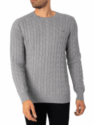 GANT Herren Cotton Cable C-Neck Pullover (1er Pack) XS Cream Angebot bei HelloDeals