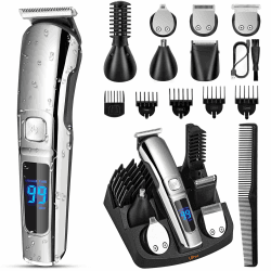 Ufree Haarschneidemaschine Profi Barttrimmer Haartrimmer Herren, 7 in 1 Bartschneider Haarschneider Rasierer Herren Elektrisch, Langhaarschneider Trimmer, Geburtstagsgeschenk für Männer Silber Angebot bei HelloDeals