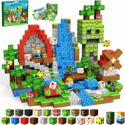 Magnetische Bausteine Bauspielzeug 100 Pcs Magnetbausteine für Kinder Montessori Kreative Spielzeug ab 3 4 5 6 7 8 9 10 Jahre Junge und Mädchen Magnetic Blocks Geschenke für Kinder （Wald） Angebot bei HelloDeals