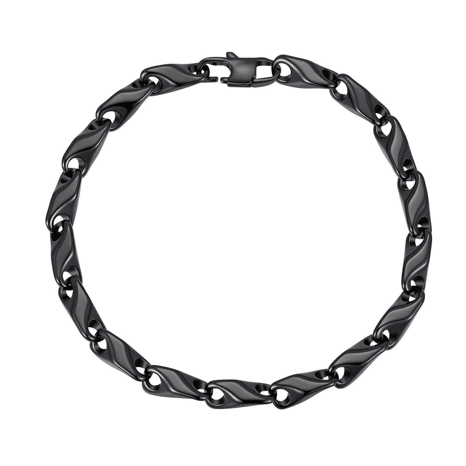 XUANPAI Herren Armband, Silber Farbe 5mm Edelstahl Weizenkette Armband, Vatertag Geschenk Armbänder für Männer Länge 23cm Geschenke für Ehemann Papa Sohn Bruder Damen 5mm-Schwarz 23CM(für Handgelenke 20,1-22 cm) Angebot bei HelloDeals