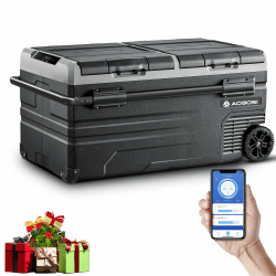 AAOBOSI 95L Kompressor Kühlbox Dual Zone, Kühlbox Auto Mit WIFI-APP-Steuerung USB-Anschluss, 12/24 V und 100-240 V kompressorkühlbox -20°C bis 20°C für Auto, Lkw, Boot, Reisemobil, Camping, Doppeltür Angebot bei HelloDeals