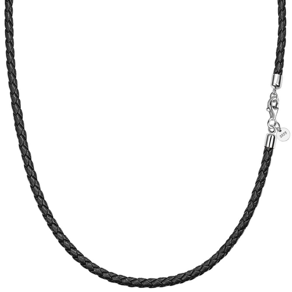 Echt leder Halskette 2.5mm/3mm breit geflochten Lederkette Lederband 45-60cm wählbar 925 Sterling Silber Vers chluss Damen Herren für DIY Anhänger Schmuck mit Geschenkbox Schwarz geflochten 45.0 Zentimeter Angebot bei HelloDeals