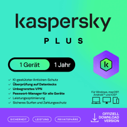 Kaspersky Plus Internet Security 2026 | 1 Gerät | 1 Jahr | Anti-Phishing und Firewall | Unbegrenzter VPN | Passwort-Manager | Online-Banking Schutz | PC/Mac/Mobile | Aktivierungscode per Email Kaspersky Plus Internet Security 1 Gerät 1 Jahr Angebot bei HelloDeals