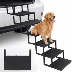 Hundetreppe Auto Klappbar- Hundetreppen Große Hunde [bis 113kg] und alte Hund - Gelenkschonende Einstiegshilfe Hunde Auto, SUV, LKW Kofferraum- Hundeleiter Faltbar mit Anti-rutsch Einsatz - 7 Stufen Faltbar 7 Stufen Angebot bei HelloDeals