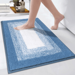 Enyhom 60 x 90 cm Badematte & Badteppiche Mikrofaser Weich Saugfähig Badvorleger rutschfest Maschinenwaschbare Badezimmerteppich Hochflor Duschvorleger für Wohnzimmer Schlafzimmer Blau 60 x 90 cm (1 Piece) Blau Angebot bei HelloDeals
