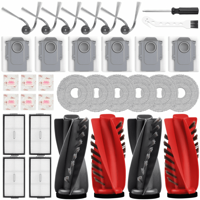34-Pack Zubehör für Roborock Saros 10R/Saros 20 Set/Qrevo Curv 2 Prox/Curv 2 Pro Saugroboter, 4 Hauptbürsten 4 Filter 6 Wischpads 6 Staubbeutel 6 Seitenbürsten 1 Reinigungsbürste kompatibel mit Roborock Saros 10R/Saros 20 Angebot bei HelloDeals