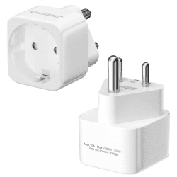 2 Stück Deutschland zu Indien Reiseadapter, Typ E/F auf Typ D Steckdosenadapter, 10A 2500W für Indien Nepal, Weiß DE→IN Angebot bei HelloDeals