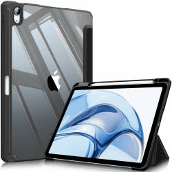 Fintie Hybrid Hülle für iPad Air 11 Zoll M4/M3/M2 (2026/2025/2024), iPad Air 5./4. Gen (2022/2020) 10,9 Zoll, mit Stifthalter, stoßfeste Schutzhülle mit transparenter Hartschale, Schwarz Angebot bei HelloDeals