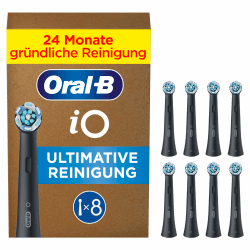 Oral-B iO Ultimative Reinigung Aufsteckbürsten — ORIGINAL Zahnbürstenaufsatz für Elektrische Oral-B iO Zahnbürsten — Ersatzbürsten, Bürstenköpfe — Tiefenreinigung & Plaqueentfernung — Schwarz, 8 Stück Schwarz 8 Stück Angebot bei HelloDeals