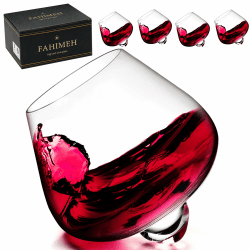 FAHIMEH Rum Gläser, Rotating Whisky Cognac Whiskey Gläser Ohne Stiel Wackelgläser Tasting Weinglas Kristall Tumbler Likörgläser Gin Glas, Personalisiert Männer Geschenke 4er set, 200ml A-4pcs Angebot bei HelloDeals
