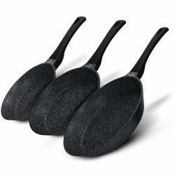 ZWIEGER Aluguss Pfannenset Induktion – 3-teiliges Set: Bratpfannen 28 cm, 24 cm und 20 cm. Aluguss, vollflächiger Edelstahlboden, für alle Herdarten geeignet – Antihaft, PFOA- & PFOS-frei Schwarz/Granit 20, 24, 28 cm (ohne Deckel) Angebot bei HelloDeals