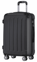 BEIBYE Reisekoffer L 66 cm – Hartschalenkoffer aus ABS mit Doppelrollen für Urlaubsreisen, Schwarz Schwarz L Angebot bei HelloDeals