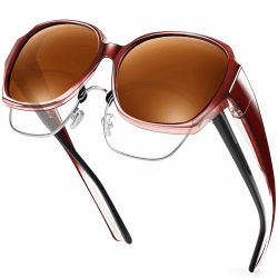 URUMQI Überzieh Sonnenbrille über Normale Brille, Polarisierte Überbrille Sonnenbrille für Brillenträger Damen, Retro Sonnenbrillen Fit over Sunglasses mit UV400 Schutz Grau Rahmen B05 Farbverlauf Weinroter Rahmen/Braune Linse Angebot bei HelloDeals