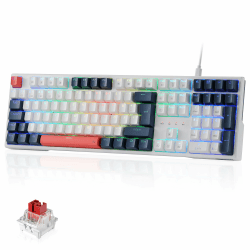 Redragon K668 QWERTZ-Layout Kabelgebundene Gaming-Tastatur, 105+4 Tasten Tastatur, Hot-Swap Sockel, Leise Roten Schaltern, Mischfarben-Tastenkappen, RGB-Hintergrundbeleuchtung, Multimedia-Shortcuts QWERTZ Rote Schalter Angebot bei HelloDeals