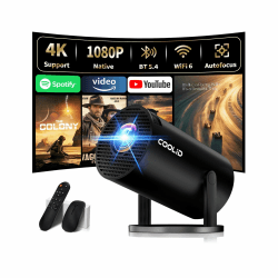 Mini Beamer Unterstützt 4K 1080P 2026 Neuer Tragbarer Projektor mit 5G WiFi 6 und BT 5.4, Beamer Klein Projektor mit Automatische Trapezialkorrektur 180 ° Drehung für HDMI/Tv Stick/USB/Laptop, Schwarz Black Angebot bei HelloDeals