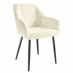 SONGMICS Esszimmerstuhl, Küchenstuhl, Sessel, Cord, Polsterstuhl mit Armlehnen, Loungesessel, bis 120 kg belastbar, Metallbeine, für Esszimmer, Küche, cremeweiß-tintenschwarz LDC087WD01 Warmweiß 1er Set Angebot bei HelloDeals