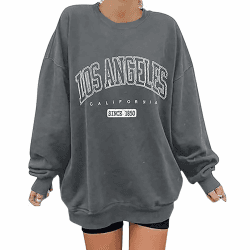 Pullover Damen Sweatshirt Damen Ohne Kapuze - Pulli Sweater Rundhals Oversize - mit Buchstaben Druck - Locker - Sweatshirts Streetwear Langarm - Einfarbig - Casual Y2K - Alltag 15 Dark Gray L Angebot bei HelloDeals