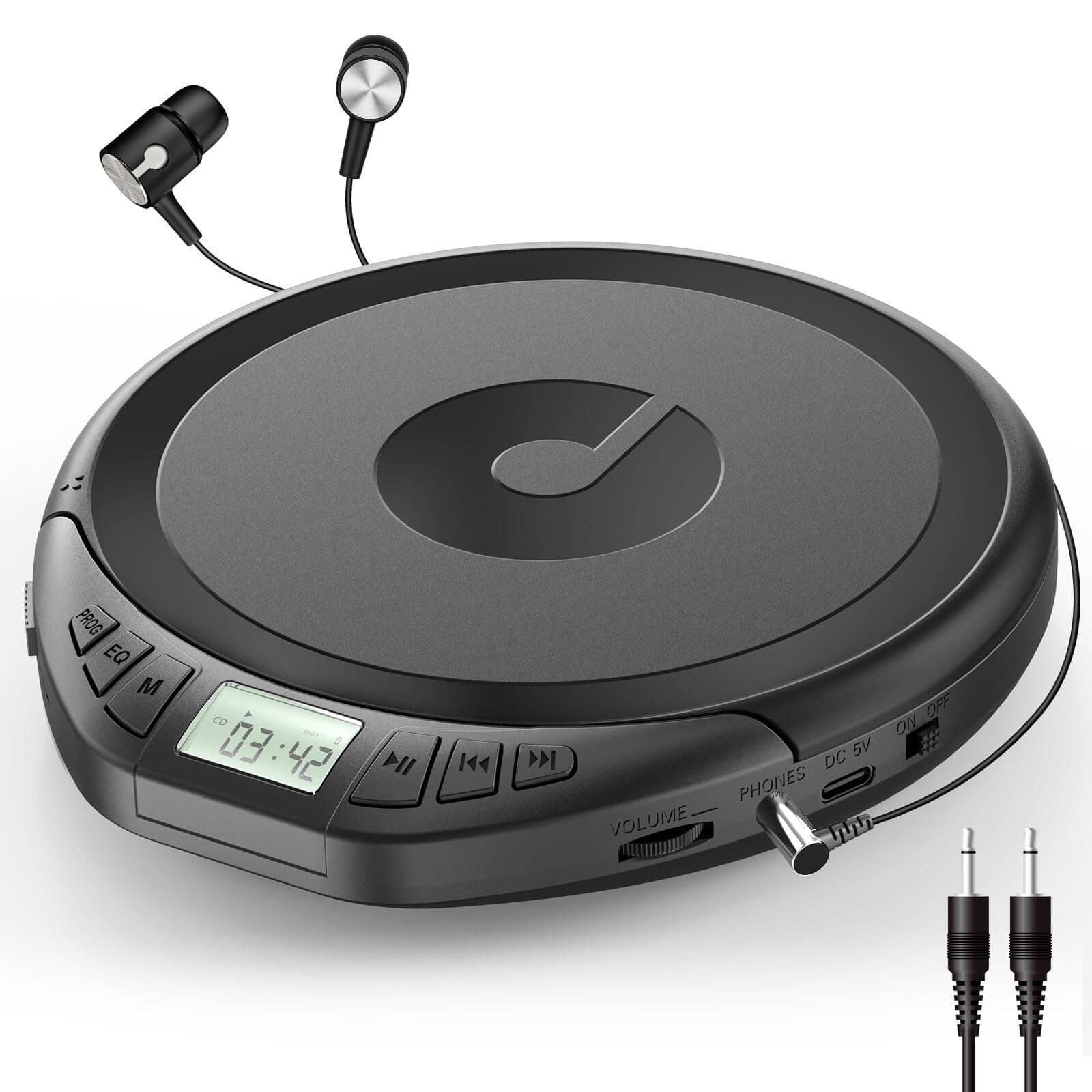 Gueray CD Spieler Tragbarer CD-Player Persönliche CD Players mit Kopfhörer LCD Display Anti-Skip Schutz HiFi Klassischer CD Musikplayer PROG-Speicherfunktion CD-Players für Auto Zuhause Schwarz Angebot bei HelloDeals