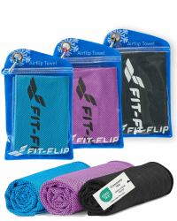Fit-Flip Kühltuch 3er Set – kühlendes Handtuch Fitness und Sport – mikrofaser kühlhandtuch Nacken – Airflip kühltücher – cool Ice Towel mit Kühlfunktion Schwarz, Blau, Violett 100x30cm - 3 Stück - je Farbe ein Handtuch Angebot bei HelloDeals