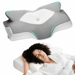 Elviros Nackenkissen aus Memory Foam, Ergonomisches Kopfkissen Nackenschmerzen, für Rücken, Seiten und Bauchschläfer, Waschbarer, Kühler Kissenbezug, 64×(11,5/13)×40 cm Grau 64×(11,5/13)×40 cm Angebot bei HelloDeals