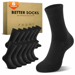 Tennissocken Herren Damen (6/12 Paar) Sportsocken Gepolstert Laufsocken Schwarz Weiß Grau 39-42 6x Schwarz Angebot bei HelloDeals