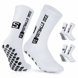 Fussball Socken Herren 2 Paar Grip Socken Fussball für Männer 35-39 39-46 46-50 Fußballsocken Rutschfeste Sportsocken für Basketball Laufen Radfahren Tennis 46-50 Weiß Angebot bei HelloDeals