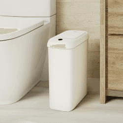 EKO Automatischer Badezimmer-Mülleimer mit Deckel, 10L Schlanker Sensor Abfalleimer, Wasserdichter Bewegungssensor-Kosmetikeimer für Bad, Büro und Küche, Soft Close, Weiß, Hochwertiger Kunststoff Morandi 10L-Weiß Angebot bei HelloDeals