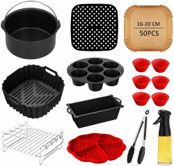 Heißluftfritteuse Zubehör - Airfryer Zubehör für Philips Airfryer 2000 Series NA229/00 NA220 4,2L HD9270 6,2L | Russell Hobbs 4L 4,3L 5,5L | Mit Silikonform, Backpapier, Backform, Ölspray, Grillrost Für Philips Na229/Na220 Angebot bei HelloDeals