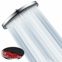 Ronvie 11 Zoll Selbstreinigende Duschkopf Regendusche, Fester Regenduschkopf Duschbrause mit Anti-Kalk-Düsen, Wasserfall Wassersparend Kopfbrause für Badezimmer 11 inch Rund-Chrom schwarz Angebot bei HelloDeals
