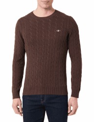 GANT Herren Cotton Cable C-Neck Pullover L Brown Melange Angebot bei HelloDeals