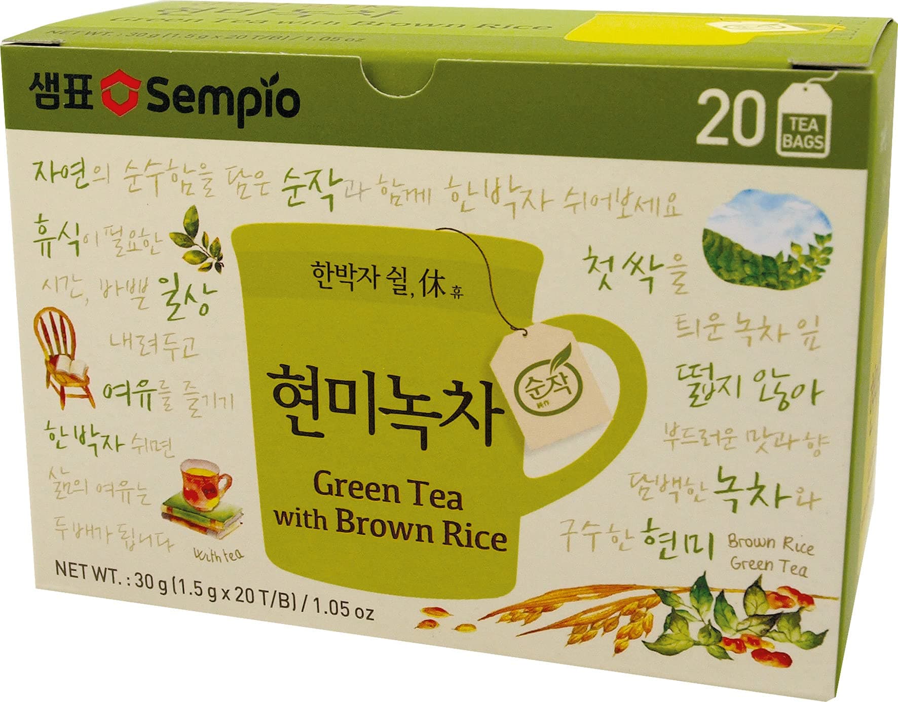 Sempio Grüner Tee, mit ungeschälten geröstetem Reis - Genmai, 20 Btl á 1,5 g, 30 g 20 Stück (1er Pack) Angebot bei HelloDeals