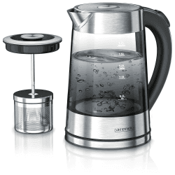 Arendo - Glas Wasserkocher mit Temperatureinstellung und Teesieb - Edelstahl Teekocher – Rauchglas mit Verlauf - Einstellbare Temperaturauswahl 40°C, 70°C, 80°C, 100°C - 1,7 Liter - BPA-frei B: Typ 2 Angebot bei HelloDeals