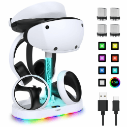 Ladestation für PSVR2 Controller, FASTSNAIL LED Ständer Kompatibel mit PlayStation VR2, Zubehör für PS5 VR Headset & Sense Controller mit 15 RGB-Licht, PS VR2 Spiel Zubehör Storage Base Mehrfarbig Angebot bei HelloDeals
