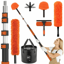 LAANPOLE 3,6M Staubwedel Teleskop Waschbar, Spinnwebenbesen mit Teleskopstiel, Fensterabzieher zum Reinigen von Decken, Lücken, Deckenventilatoren Angebot bei HelloDeals