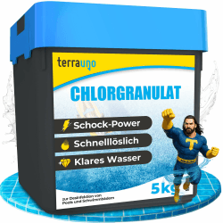 TerraUno Chlorgranulat für Pool, zur Schockchlorung, Stoßchlorung & Dauerchlorung, schnelllöslich 5Kg, Chlor Granulat für kristallklares & hygienisches Poolwasser 5 Kg Angebot bei HelloDeals