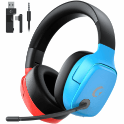 Gvyugke Wireless Gaming Headset mit Mikrofon für PS5/PS4/PC/Switch/Mac, 2.4GHz & BT 5.3 Kabellos (≤20ms) & 3.5mm Kabel Kopfhörer, Noise Cancelling Mic, 7.1 Surround, 70H Akku, RGB, Faltbar Rot-Blau Angebot bei HelloDeals