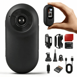 Bodycam Körperkamera Mini mit 32GB Karte, 26g Action Cam & Helmkamera | 1" Display,1080P,10+ Montagezubehör,Helmkamera Reiten,POV,Fahrradkamera,Sportkamera,Portable,Motorrad Reiten,Vlogging,Ski Schwarz Angebot bei HelloDeals
