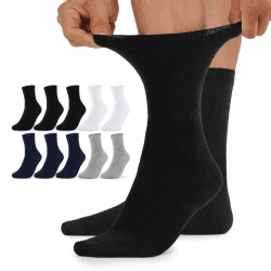 10 Paar Diabetikersocken Herren und Damen ohne Gummibund ohne Naht Diabetiker Socken mit Komfortbund aus Baumwolle 47-50 Schwarz*3+Weiß*2+Grau*2+Dunkelblau*3 Angebot bei HelloDeals