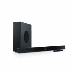 Teufel CINEBAR 11 Mk4-2.1 Dolby Atmos Soundbar mit kabellosem Platzsparender Subwoofer, Bluetooth, HDMI 3D ARC CEC, 4K Pass Through, Touch Panel - schwarz Angebot bei HelloDeals