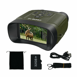 Svbony SA206 Nachtsichtgerät 4K HD, 5000mAh Wiederaufladbares, 8X Digitalzoom Nachtsicht 300M, 3W 850nm IR Strahler, 3'' Video 36MP Bild mit 32GB TF Karte, Infrarot-Fernglas für Jagd Camping Grün Angebot bei HelloDeals