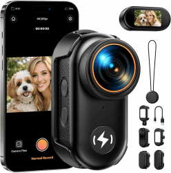 4K Mini Action Cam Bodycam Körperkamera im Daumen Format – Mini Kamera mit WLAN, 64GB Speicherkarte, 1,47 Zoll Display für einfaches Umschalten zwischen Quer- und Hochformat, magnetische Halterung Black Angebot bei HelloDeals