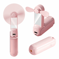 CNMTCCO Handventilator,5 in 1 Mini Ventilator,USB Akku [Bis zu 13-20 Stunden Kühlzeit]mit Hängendes Seil,Powerbank,Taschenlampe,Spiegel und Handyhalterung für Reisen,Sommer,Geschenke für Frauen(Rosa) Angebot bei HelloDeals