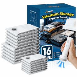 Accenter Vakuumbeutel für Kleidung mit Elektrischer Pumpe,Vakuumbeutel Reise für Koffer Organizer,Kleiderschrank Organizer zur Aufbewahrung Kleidung,Reisen, Umzug und Alltags-Aufbewahrung 16 Stüick Angebot bei HelloDeals
