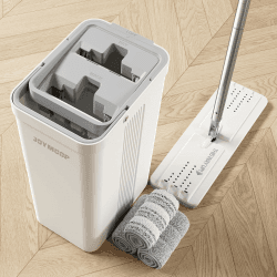 JOYMOOP Mopp und Eimer mit Wringer Set für Zuhause, Flaches Mopp- und Eimersystem, Mopps für Bodenreinigung und Wandreiniger, mit 3 wiederverwendbaren Mikrofaser-Mopp-Pads Mehrfarbig Bucket #2124 + Flat Mop + 3 Pads Angebot bei HelloDeals
