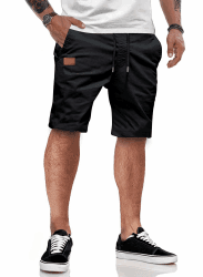 JMIERR Kurze Hosen Herren Sommer Shorts Herren Chino Baumwolle Elastische Taille mit Taschen S-3XL L Schwarz Angebot bei HelloDeals