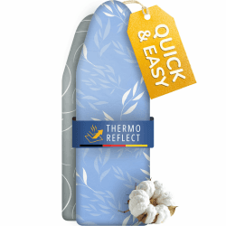 Turbo Bügelbrettbezug 110x30 – Hitzereflektierend für schnelleres Bügeln – einfache Montage mit Gummizug – 2X Komfortpolsterung | Größe S Blau/Weiß S Angebot bei HelloDeals