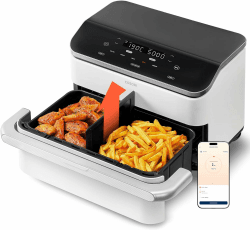 COSORI Heißluftfritteuse 2 Kammern, Dual Blaze TwinFry 10L, mit gesunder Keramik-Antihaftbeschichtung, 4 Heizrohren und flexiblen Kammern, gleichmäßige Hitzeverteilung, bis 240°C, Cremeweiß Angebot bei HelloDeals