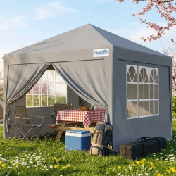 Quictent Pavillon 3x3m Faltpavillon mit 4 Seitenteilen, Wasserdicht Gartenpavillon mit Rolltasche,Partyzelt Gartenzelt für Fest und Flohmarkt,Grau Grau 3x3m Angebot bei HelloDeals