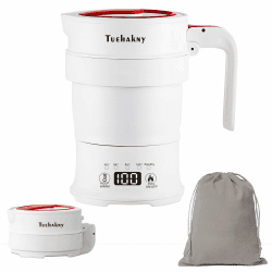 Faltbarer Elektrischer Wasserkocher 0.7L, Tragbarer Campingkocher mit Temperaturregelung, Kollabierbarer Reisekocher mit Echtzeit-Temperaturdisplay, 1000W für Outdoor Camping und Wandern Reines Weiß Angebot bei HelloDeals